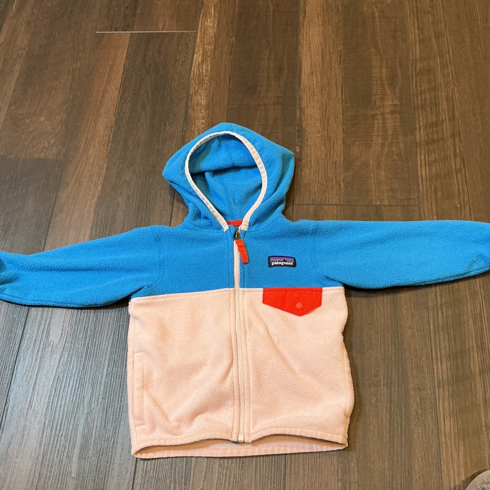Patagonia Synchilla Fleece Hoodie Blue Pink Colorblock 6-12M Full Zip Jacket